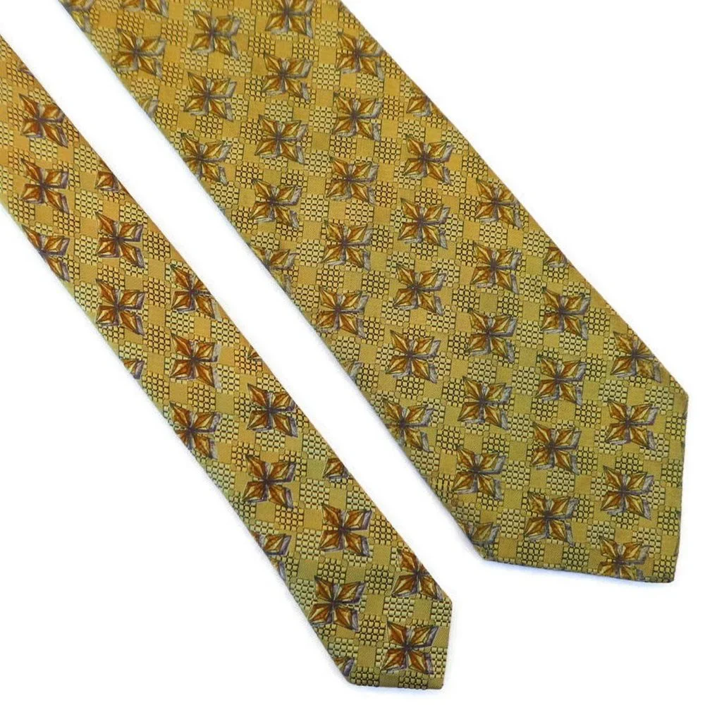 SiLK Ermenegildo Zegna Designer Pure Silk Tie Italy Gold Star Padded